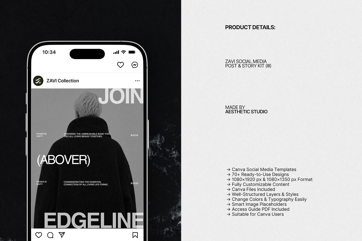 ZAVI | Instagram Post & Story (I), a Social Media Template by The Aesthetic Studio (Photo 8 of 10)