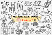 Mediterranean Summer Clipart SVG PNG, an Object Graphic by iloveTemplate (Thumbnail 1 of 5)