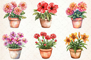 Watercolor Flower Pot Plants Clipart, an Illustration by Rose Art (Thumbnail 4 of 4)