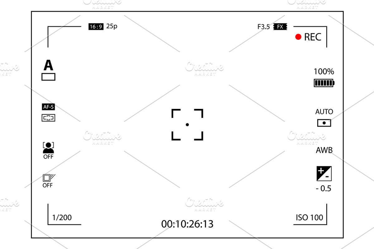 Camera focusing screens 13 in 1 pack, an Illustration by PhotoVector