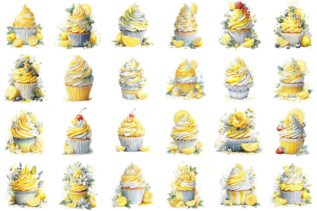 Whimsical Fruits Lemon Cupcake Clipa, an Illustration by designcity5 (Photo 2 of 5)