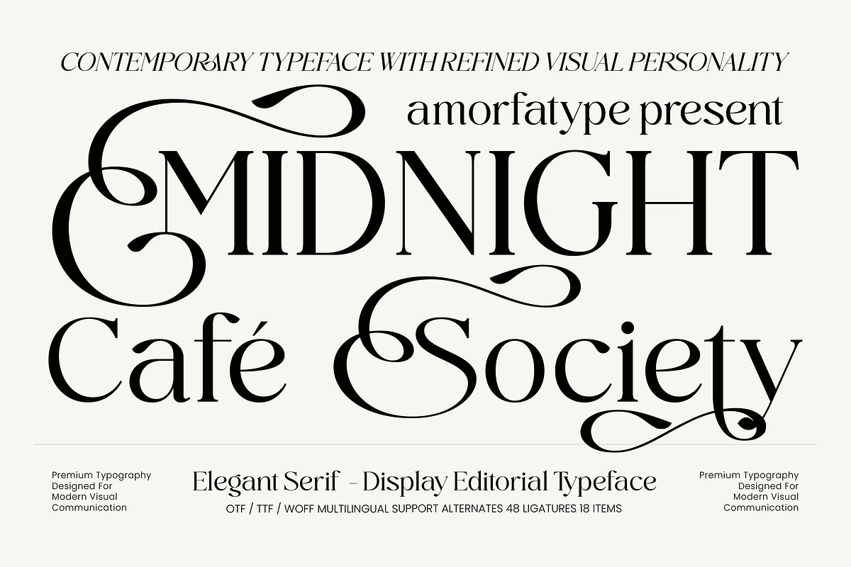 Midnight Cafe Society Elegant Serif, a Serif Font by AmorfaType (Photo 1 of 8)
