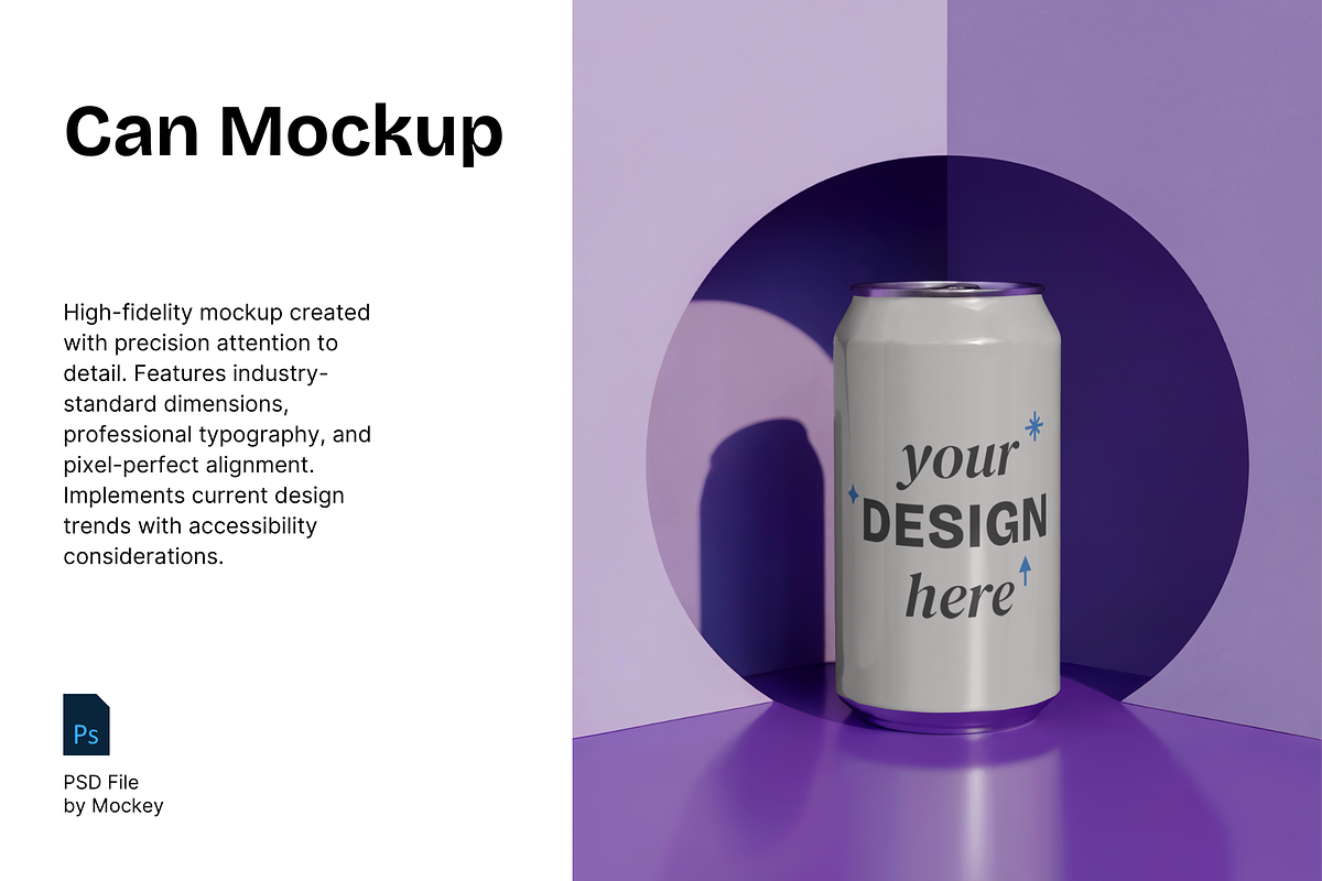 Can Mockup Psd, a Packaging Mockup by mockeyai (Photo 1 of 3)