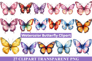 Watercolor Butterfly Clipart Png, an Illustration by cherrydesign