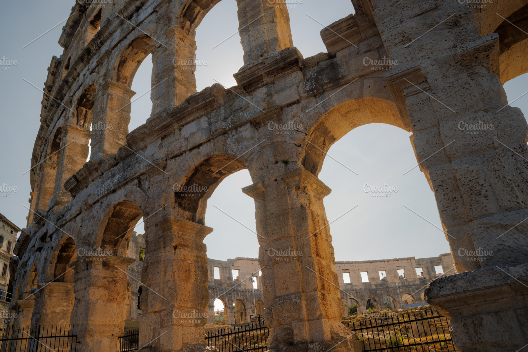 A wall fragment of ancient Roman amphitheater in Pula, Croatia, an Architecture Photo by Bepslabor