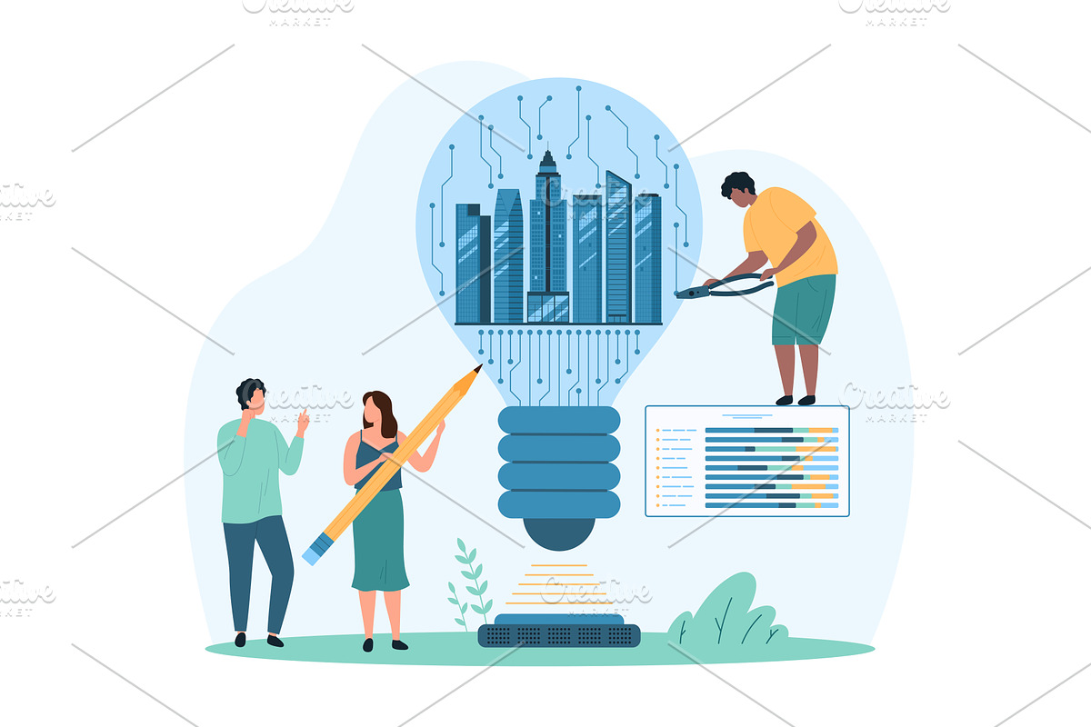 Green energy project development, an Object Illustration by Flashvector