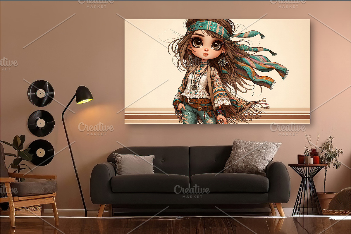 Stylish cartoon hippie girl. Clipart, a Person Illustration by KENO Mascots (Photo 5 of 6)
