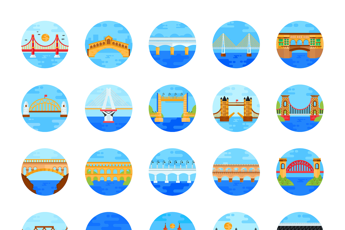 Flat Bridge Icons, a Duotone Icon by Brickclay (Photo 8 of 8)