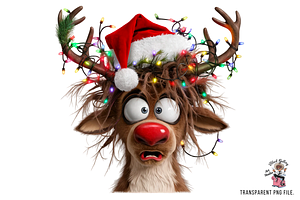 Funny Reindeer With Christmas Lights, a Graphic by Clipart Bloom
