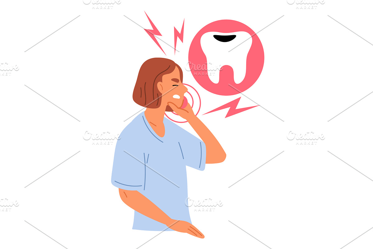 Young woman suffers from toothache, a Healthcare Illustration by Vectorbuum
