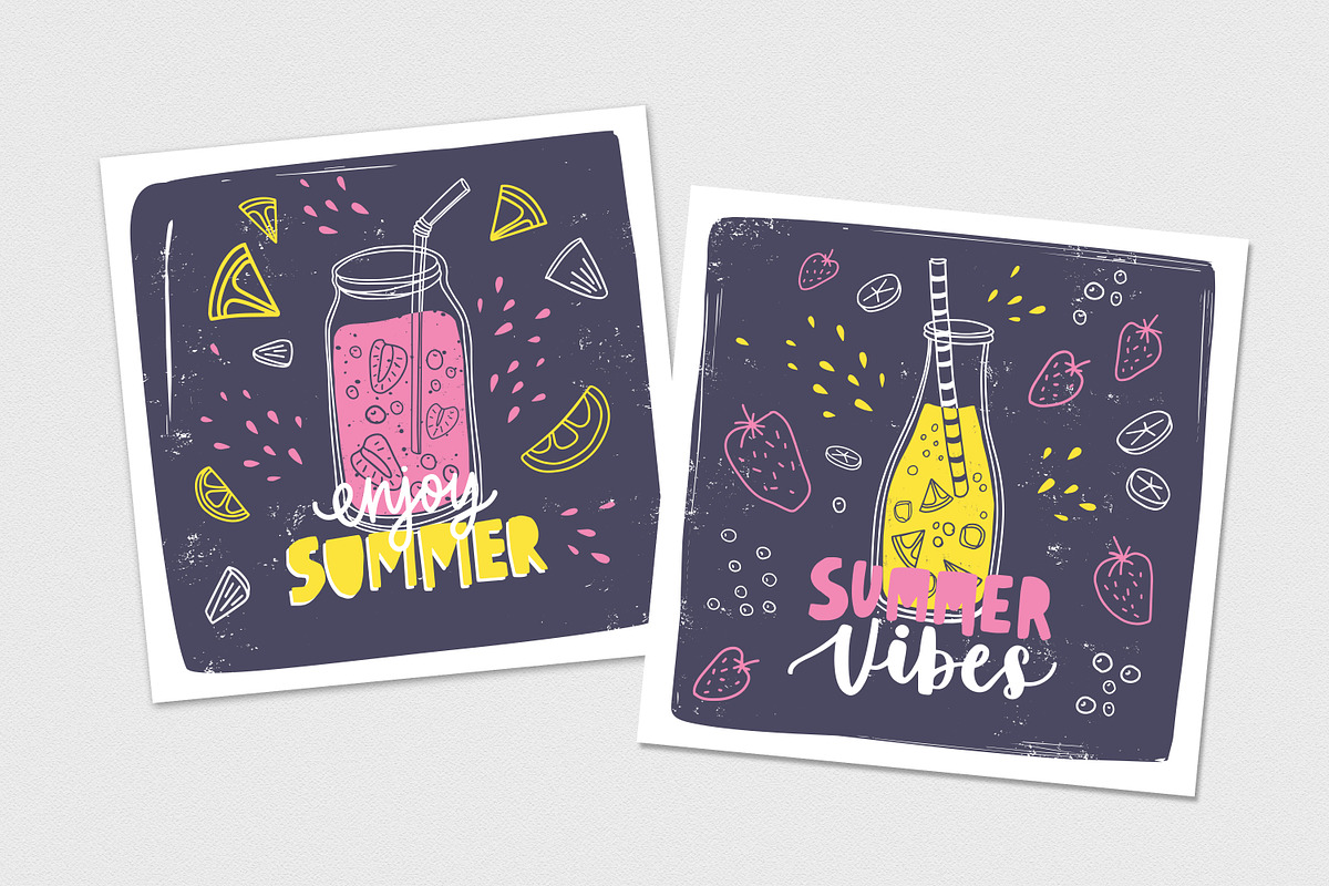 Smoothie drinks set + backgrounds, a Food Illustration by Good Studio (Photo 25 of 25)