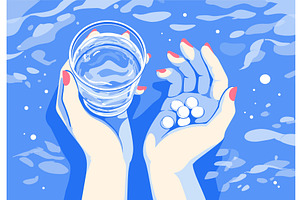 Hands takes pills. Female hand hold, an Object Illustration by Stock-Smart-Start