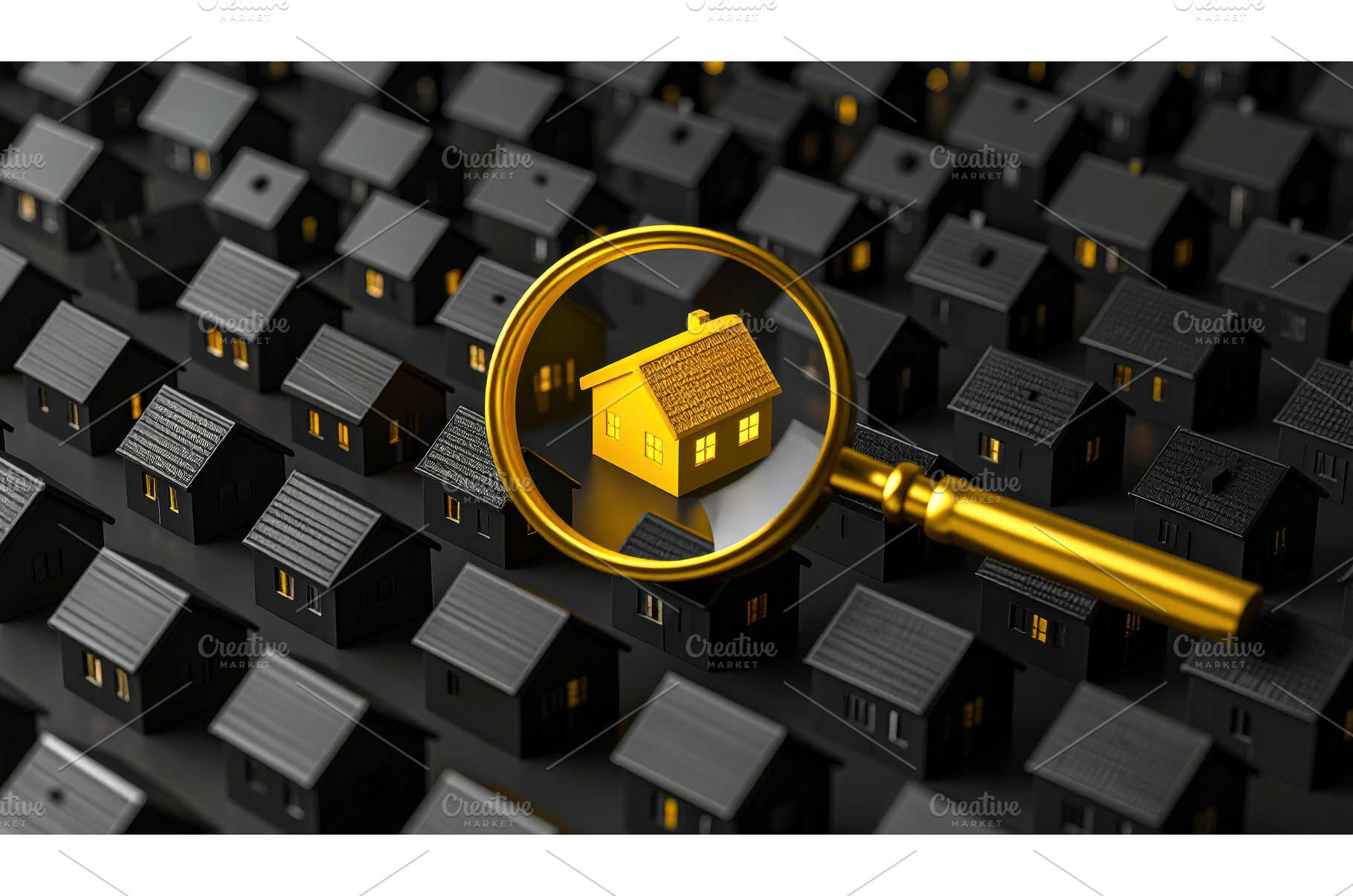 Golden magnifying glass highlighting, a Business Photo by Igor Tichonow