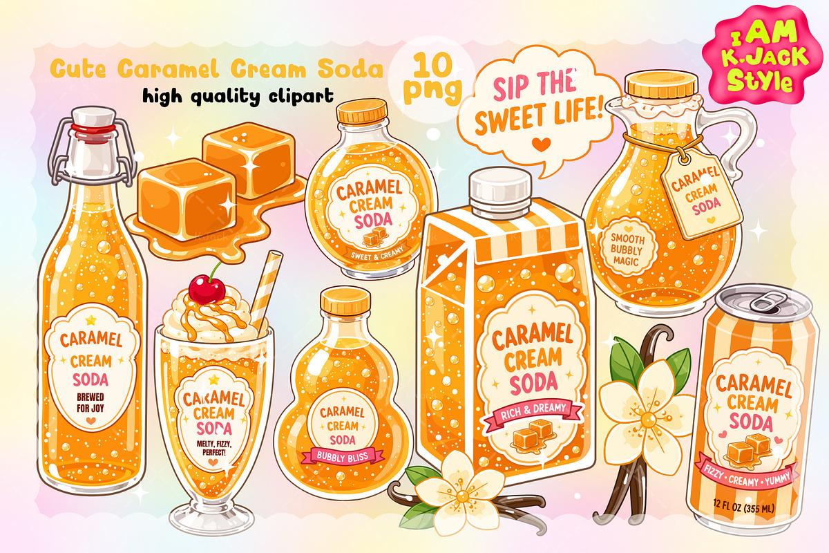 Cute Caramel Cream Soda Clipart PNG, a Food Illustration by K.JackArtwork (Photo 1 of 4)
