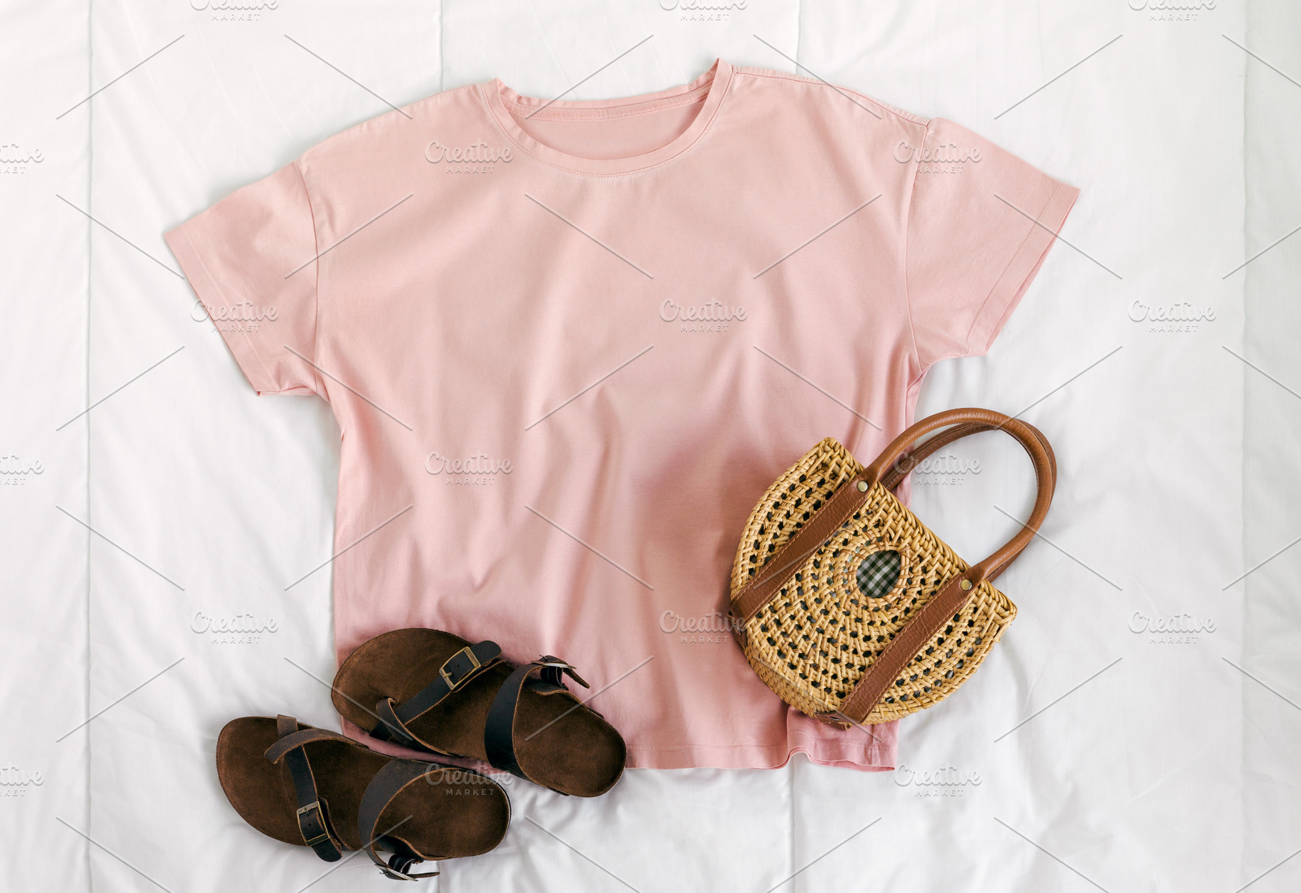 Pink T-shirt mockup, a Beauty & Fashion Photo by Kolomiyets Viktoriya