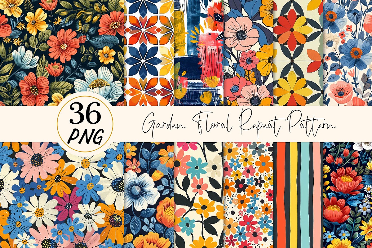 Garden Floral Seamless Repeat Patter, a Texture Illustration by DreamPrint404 (Photo 1 of 7)