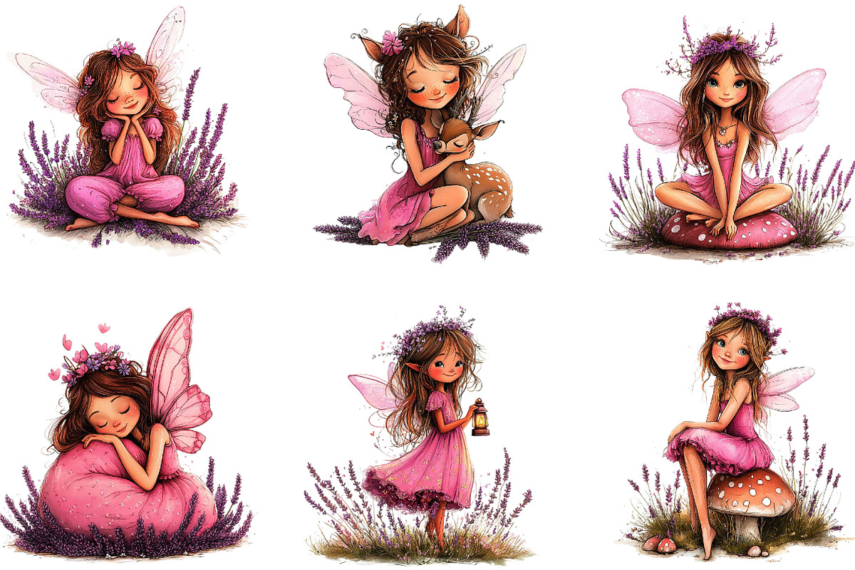 Cute Lavender Fairy Clipart, a Seasonal Illustration by Designking (Photo 3 of 5)