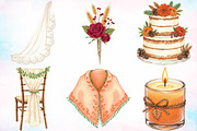Watercolor Autumn Wedding Clipart, a Seasonal Illustration by Canvas Craft (Thumbnail 4 of 8)