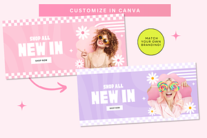 Pink Retro Shopify Website Banners