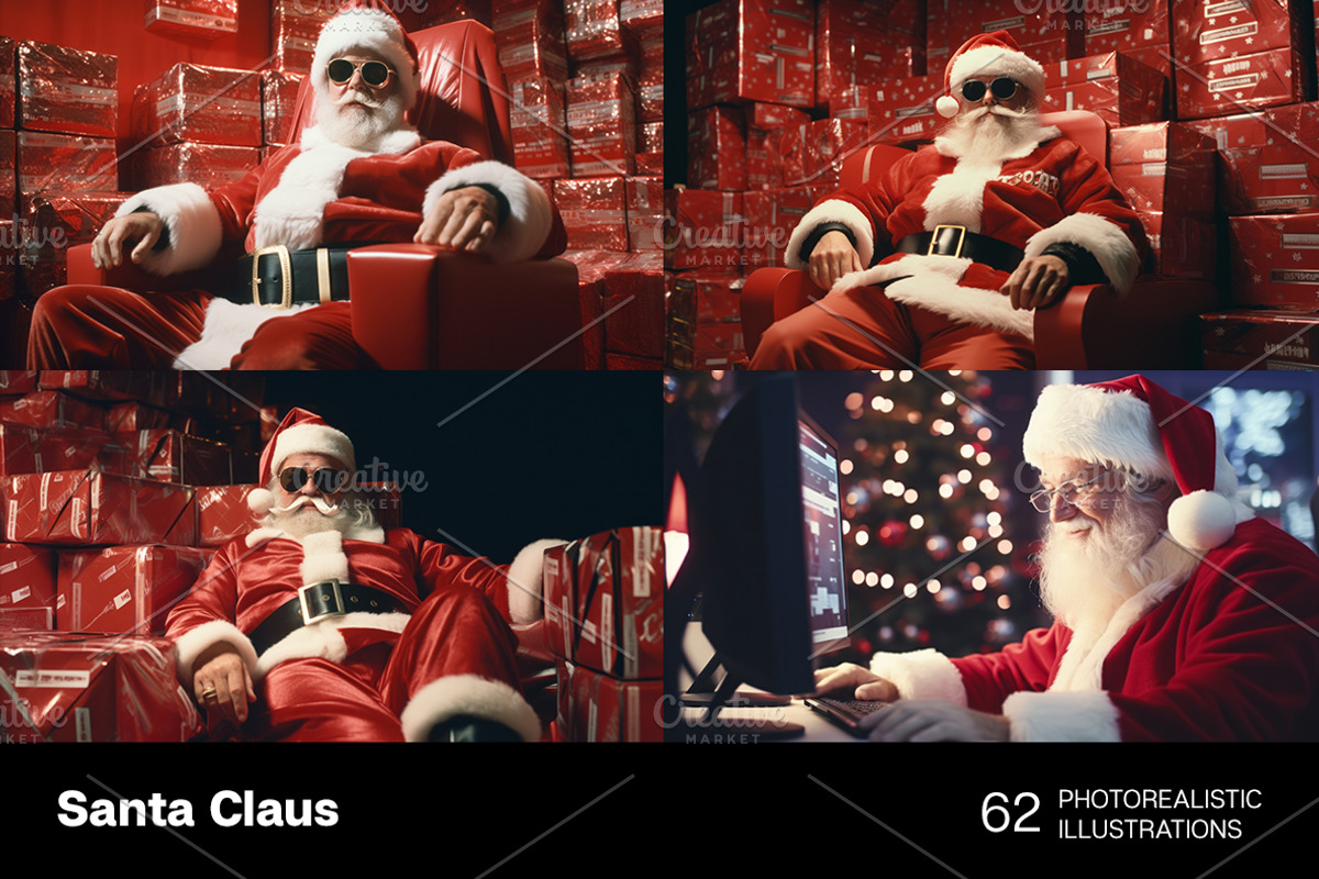 Santa Claus. 62 images, a Holiday Photo by Handmadefont (Photo 12 of 15)