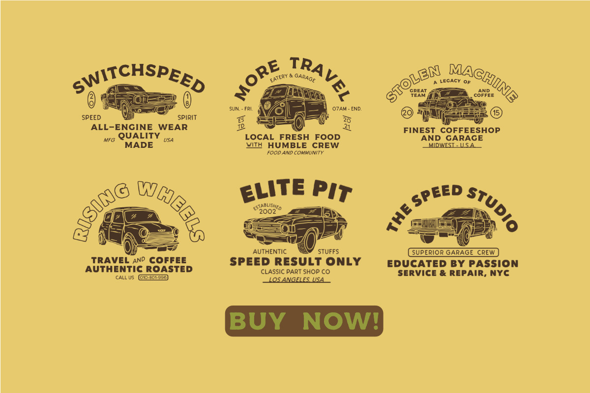 Classic Cars Illsutration and Badges, a Branding & Logo Template by Luthfi Works (Photo 7 of 7)