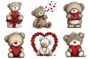 Valentine’s Day Teddy Clipart, an Illustration by Craft Nest (Thumbnail 5 of 11)