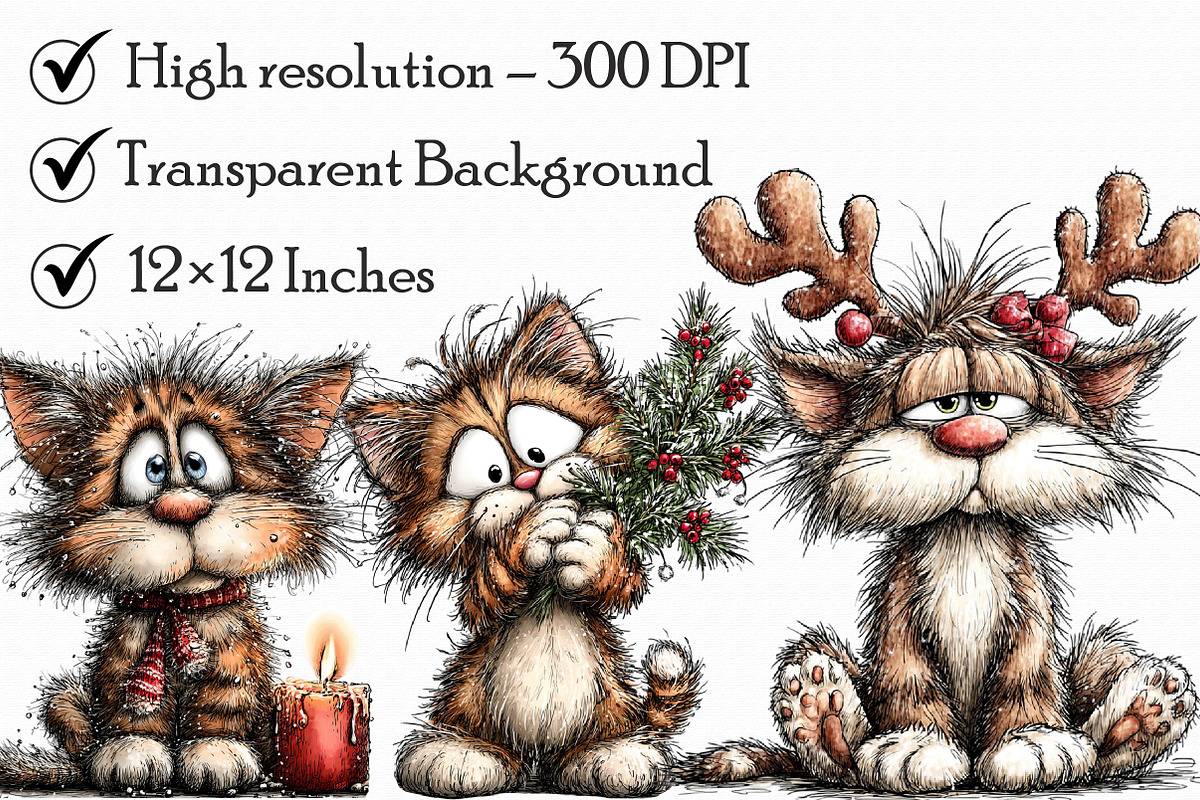 Whimsical Funny Silly Holiday Cats, an Illustration by Libby Wishes (Photo 5 of 7)