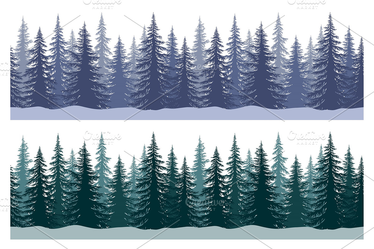 Christmas Trees, Seamless Patterns, an Illustration by Ok-sana