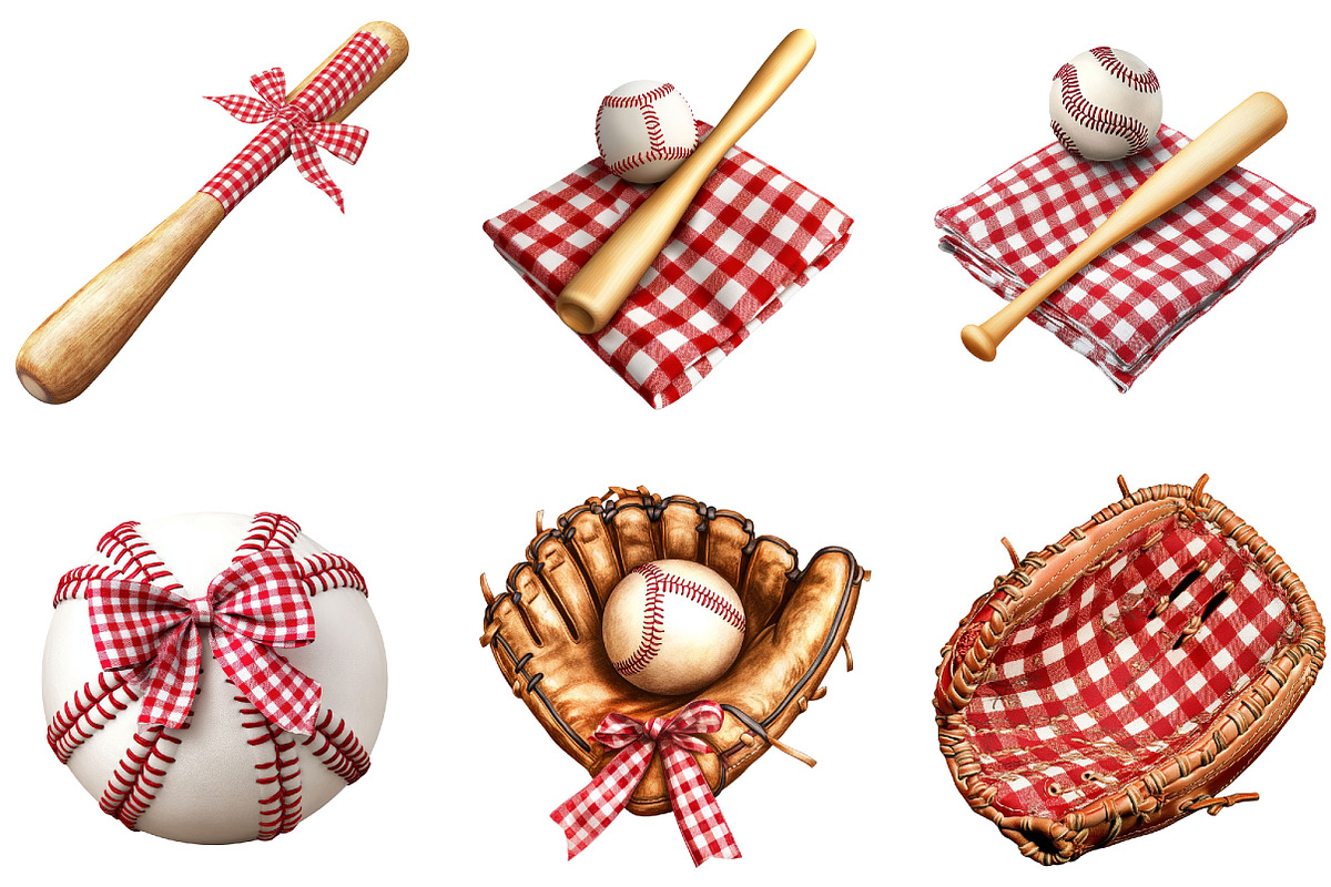 Red Gingham Baseball Clipart, a Sport Illustration by Designking (Photo 3 of 5)