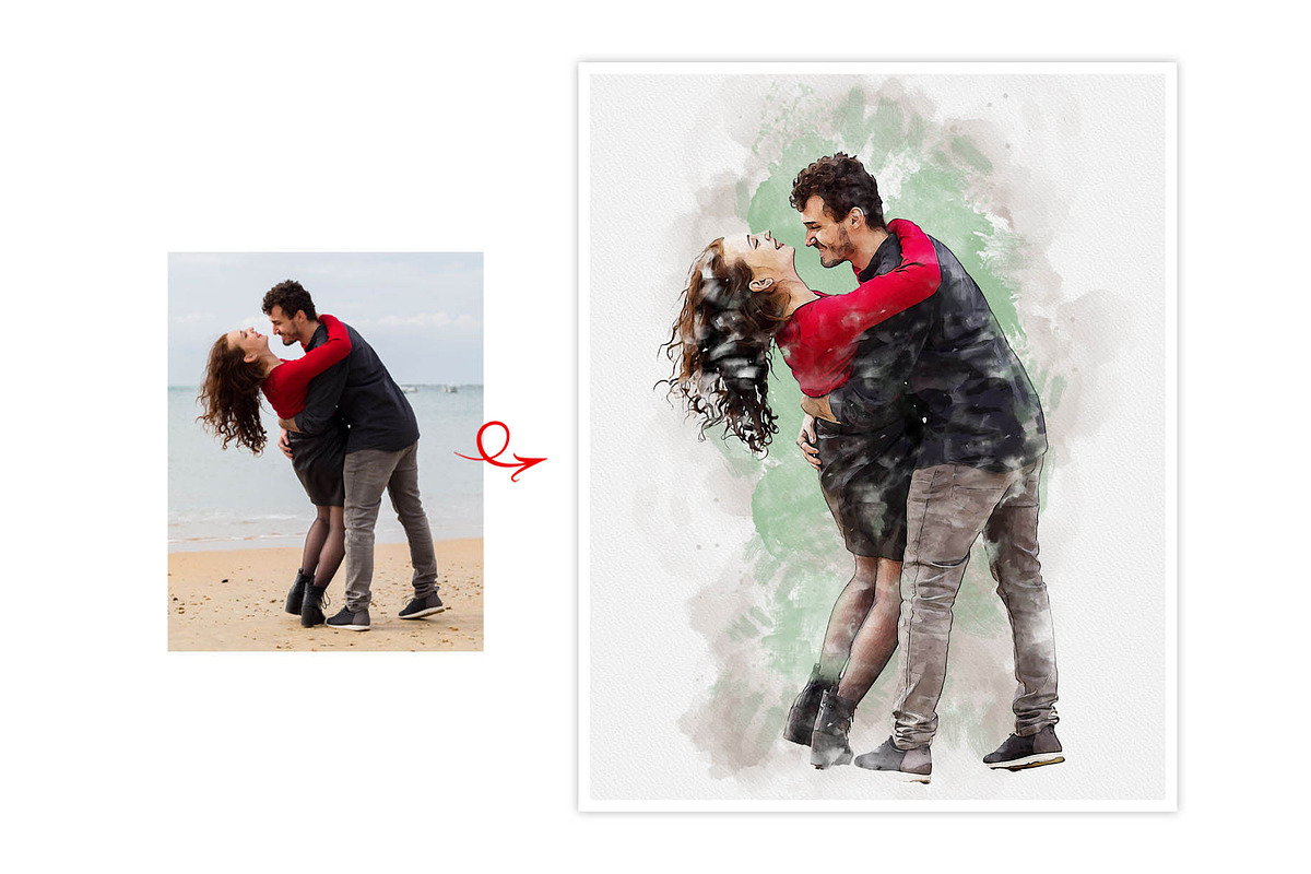Watercolors Couple's Dreamy Painting, an Action Add-On by MRI STUDIO (Photo 9 of 26)
