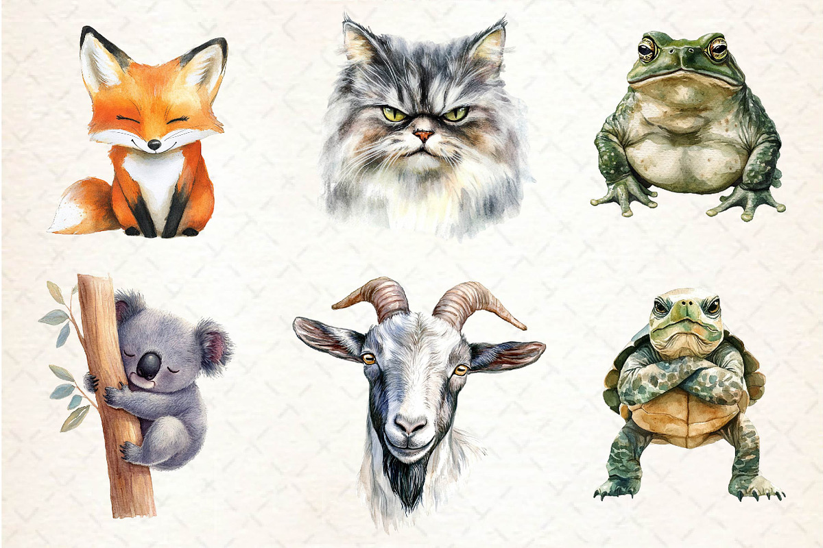 Cheeky Grumpy Animals Clipart, an Illustration by Dream Creation (Photo 4 of 6)