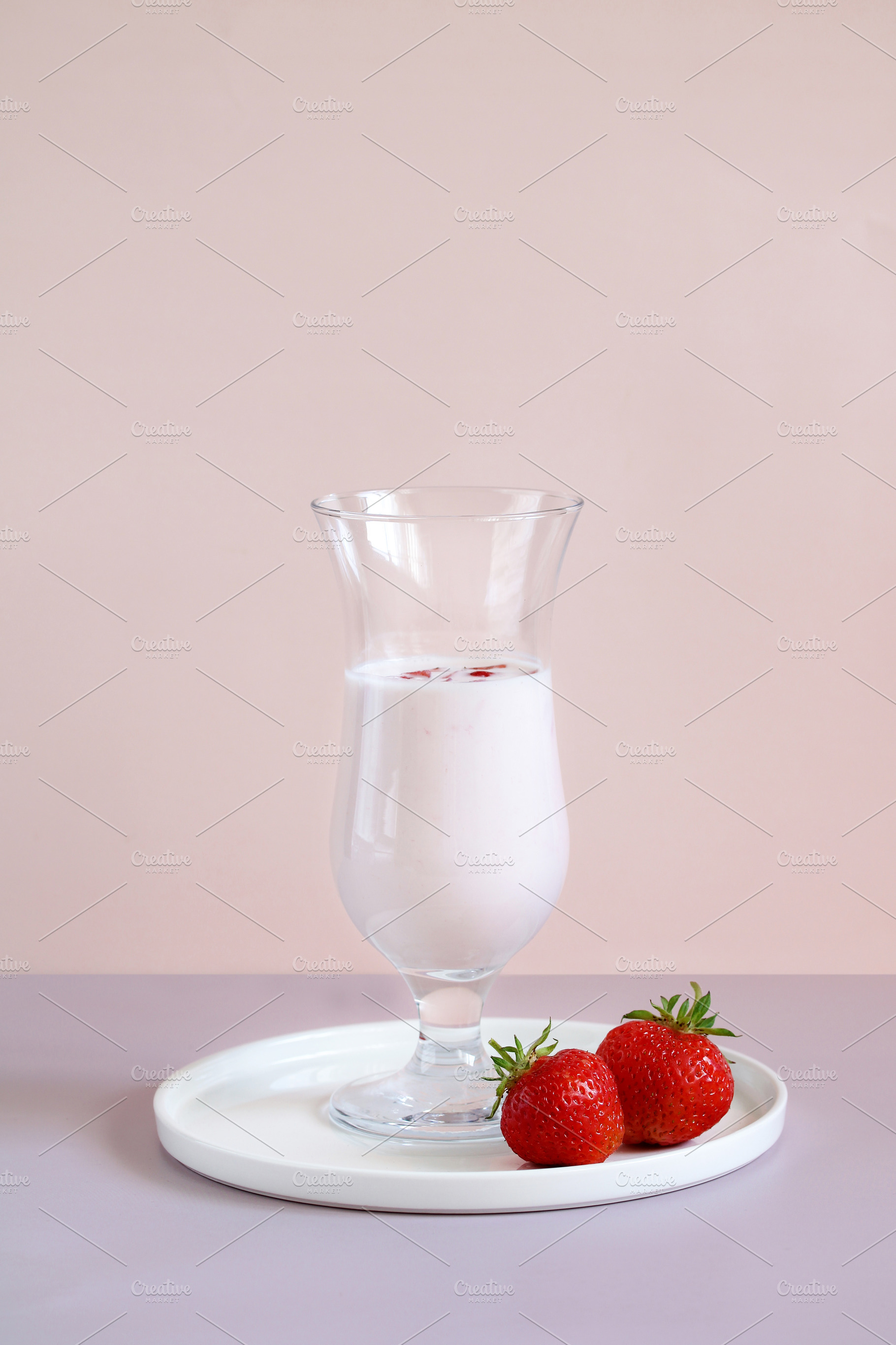strawberry yogurt with raw berries., a Background Photo by BalaguR