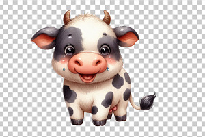 Watercolor Cute Jokes Cow PNG