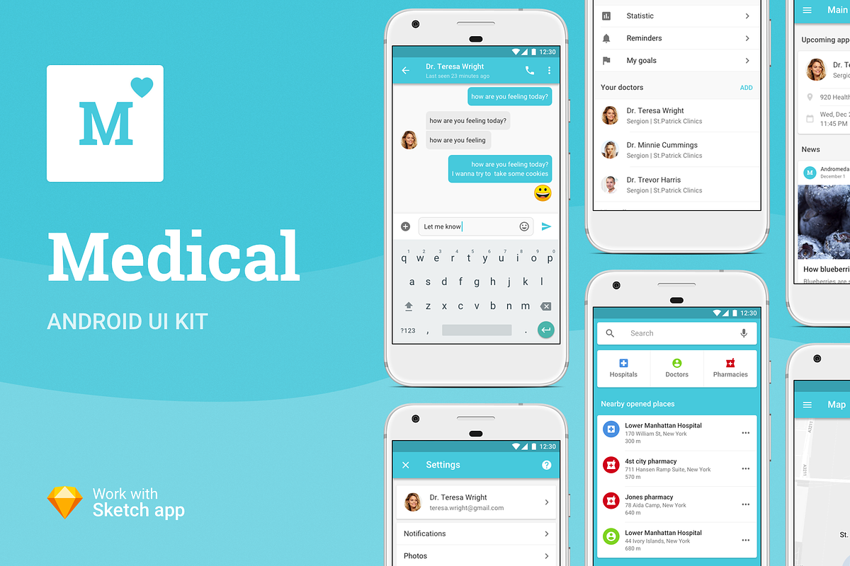 Medical Android UI Kit, an UI Kit Template by Pixelgrow (Photo 1 of 6)