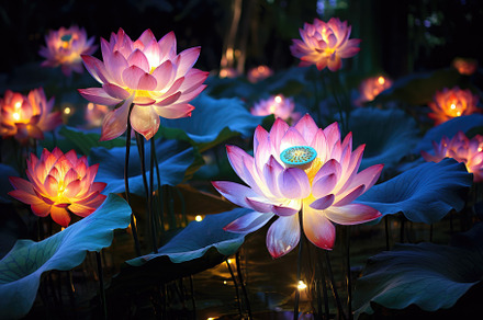 Lotus flower blooming in the pond wi, a Photo by Iftikhar Alam