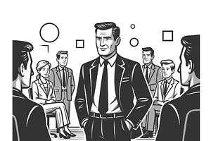 Confident Business Leader Addressing, a Person Illustration by AlexArt