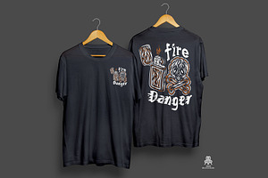 tshirt design fire danger dark color