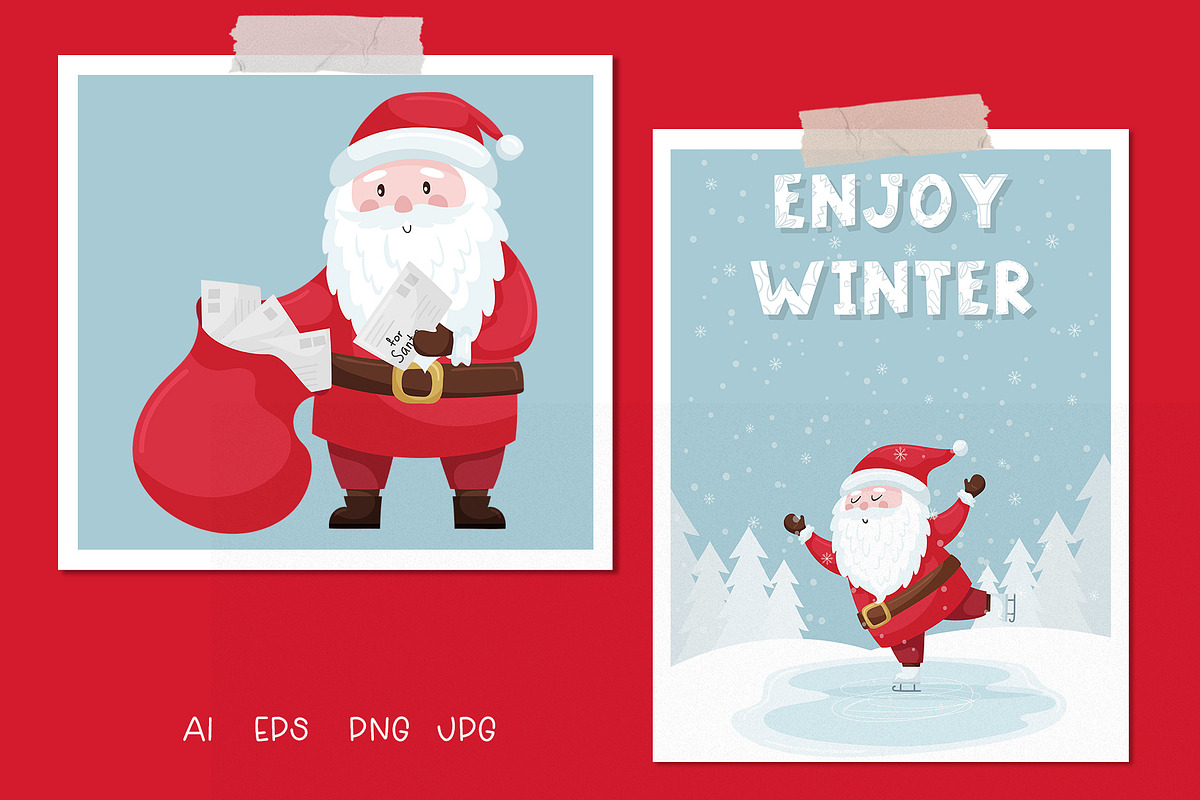 Christmas Santa. Characters & cards, a Seasonal Illustration by Valeria Soloveva (Photo 5 of 5)