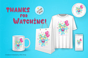 Monster with balloons. Tshirt, PNG., an Animal Illustration by KENO Mascots (Thumbnail 5 of 5)