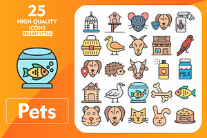 Pets 25 Line Filled Icons, an Icon by Pexelpy