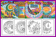 Boho Chic Moon Coloring Pages, a Decorative Illustration by Design Station (Thumbnail 4 of 4)