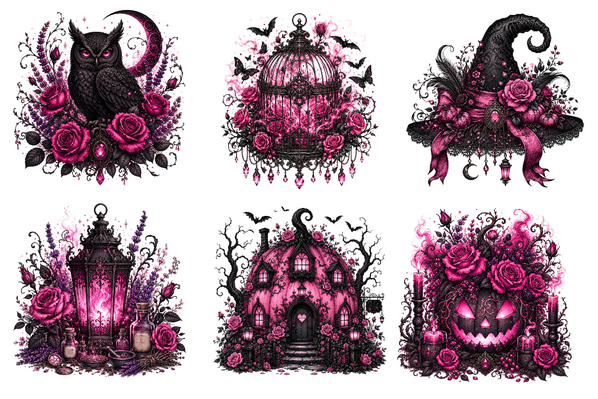 Pink Dark Halloween Cottagecore PNG, a Seasonal Illustration by Designworld (Photo 5 of 6)