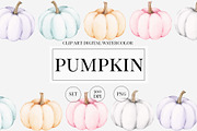 Pumpkin watercolor clipart., an Illustration by ARTVracovska (Thumbnail 1 of 3)
