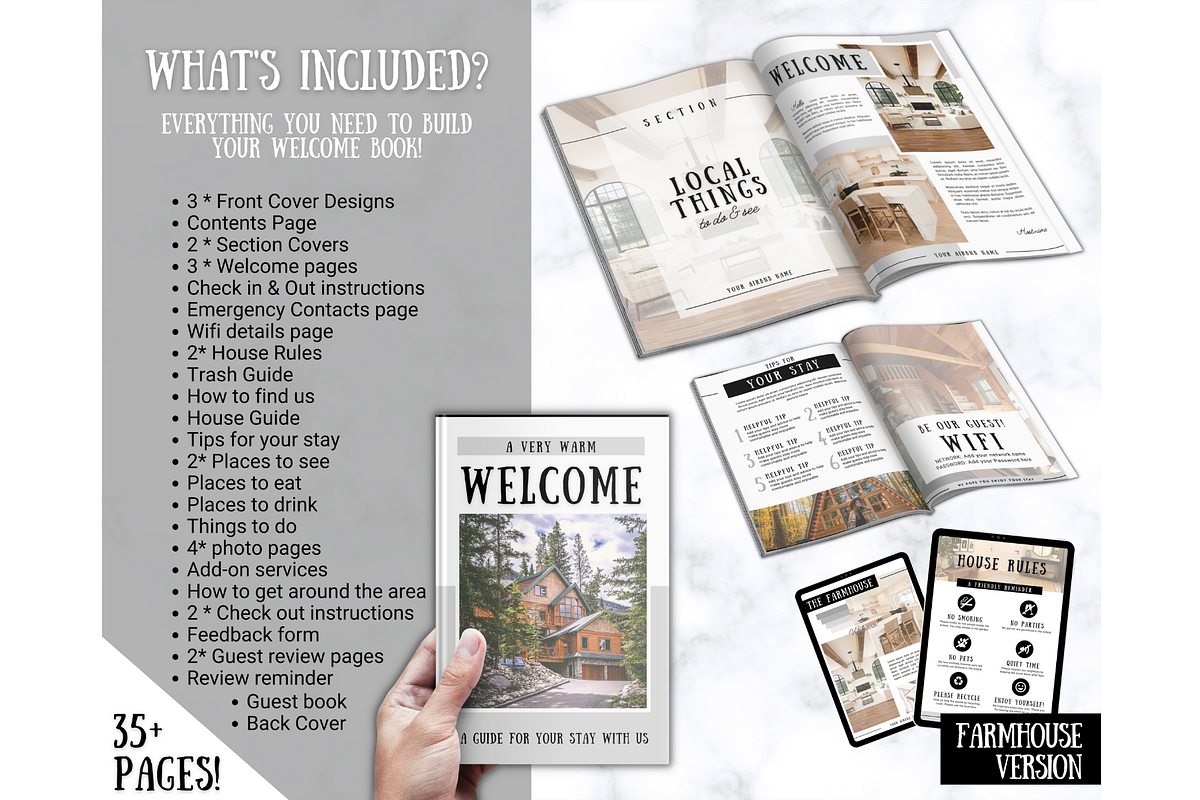 Airbnb Welcome Book Template 35pgs, a Poster Template by Templatables (Photo 2 of 8)