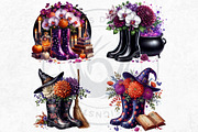 Halloween Floral Rain Boots Cliparts, a Seasonal Illustration by ThatsDesignArt (Thumbnail 7 of 10)