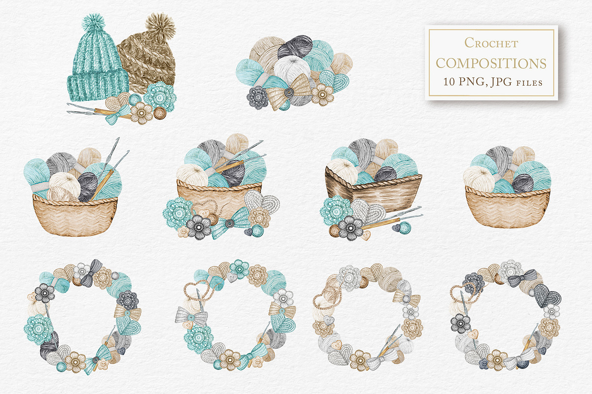 Crochet Knitting Watercolor logo, an Object Graphic by svetlanaARTdreams (Photo 2 of 10)