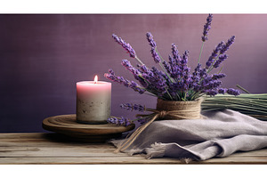 aromatherapy lavender and candle ai, a Beauty & Fashion Photo by pikepicture
