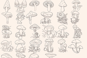 Mushrooms Digital Stamps