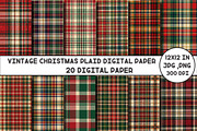 Christmas Plaid Tartan Digital Paper, a Pattern Graphic by Designking (Thumbnail 1 of 5)