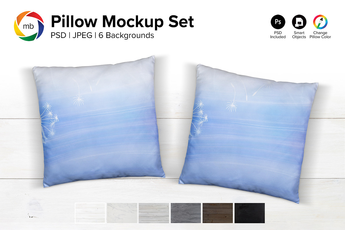 Two Pillow Mockup Bundle - PSD & JPG, a Product Mockup by MelissaBMockups (Photo 1 of 8)